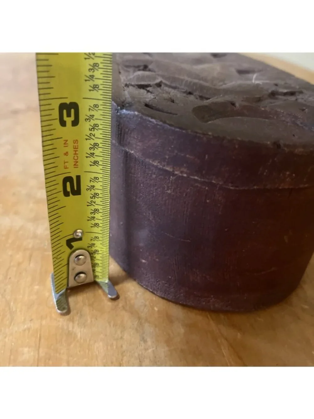 Antique Wooden Kitchenware Spice Box Original Old Hand Carved Swivel Lid